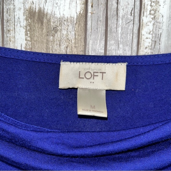 LOFT Cobalt Blue Drape Neck Blouse - Picture 5 of 5